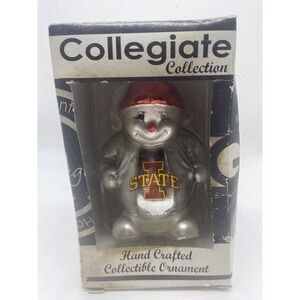 Vtg Iowa State Christmas Ornament Mercury Glass Snowman Sweatshirt NEW 4" x 3"